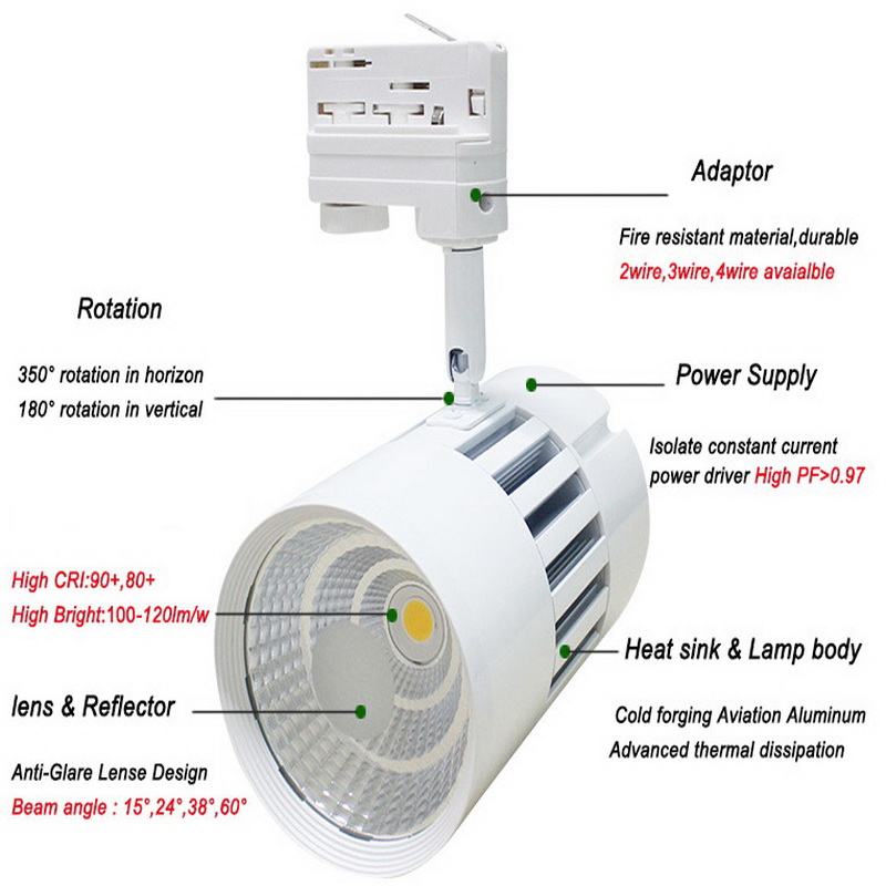 2 3 4 kable łącznik 20w 30w 40w 50w magnetyczne miejsce cob led światło toru