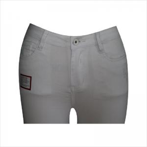 Wysoki pas biały zgrywanie kolana i hem skinny jean WS1001