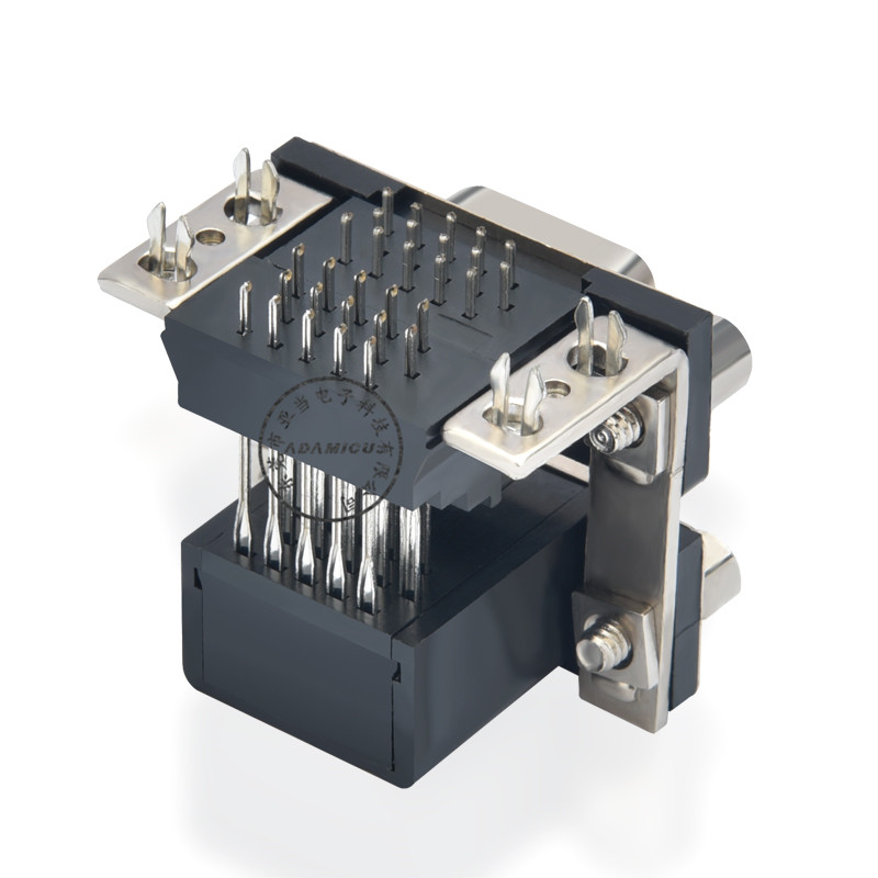 Kątowe złącze pcb mocujące żeńskie do żeńskiego złącze 15-stykowe D-Sub-Dual