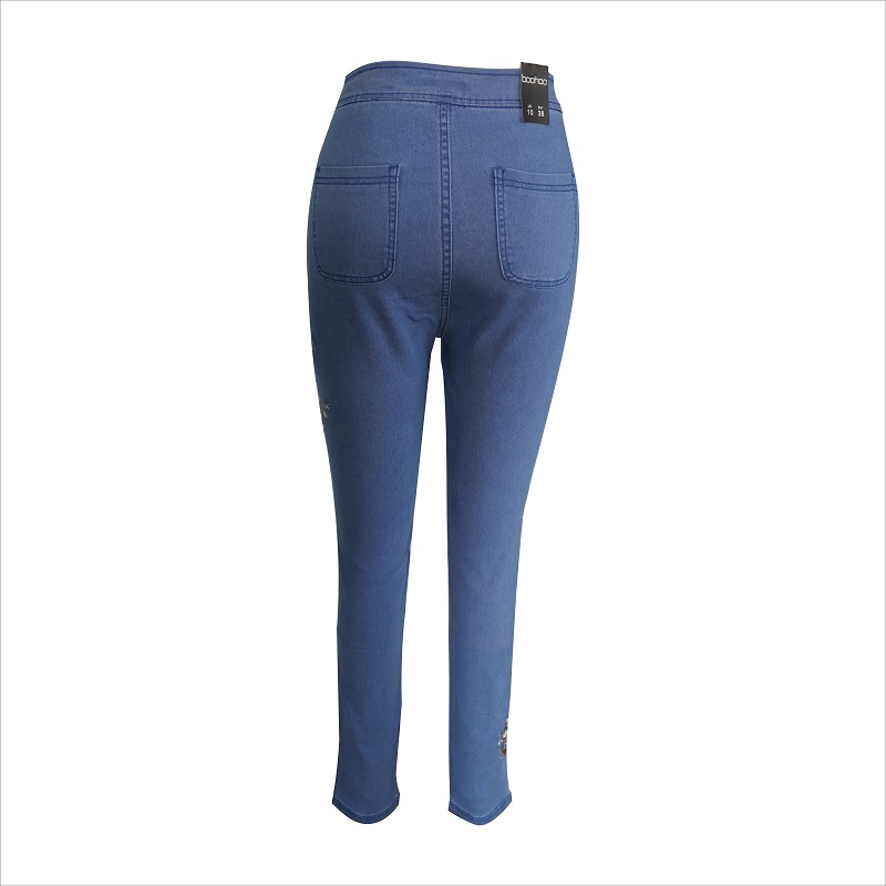 modne hafty niebieskie obcisłe dżinsy WS10123