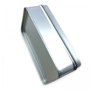 Niestandardowy srebrny lakier prostokątny kosmetyczny blaszany z wytłoczonym logo