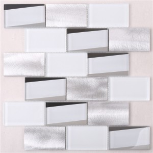 HMB12 New Arrival Super White Glass Metalowa mozaika 12x12 premium do kuchni