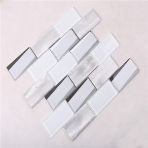 HMB12 New Arrival Super White Glass Metalowa mozaika 12x12 premium do kuchni