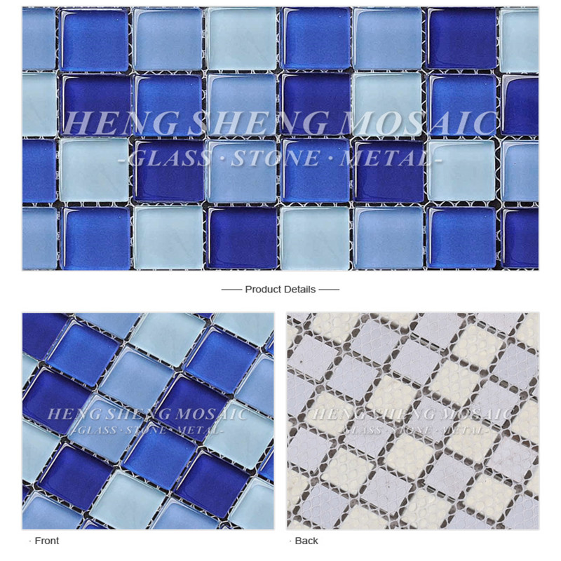 HXB104 Non-Slip kwadratowe szklane płytki mozaiki do tanich płytek mozaiki basen niebieski