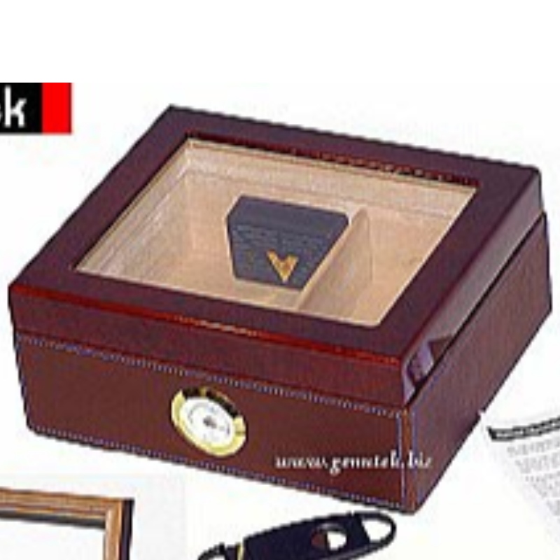 Cigar Humidor Wood 50 Count Glass Top