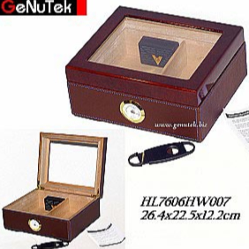Cigar Humidor Wood 50 Count Glass Top