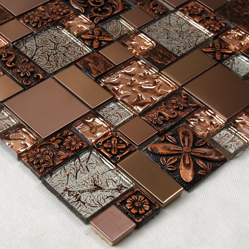 Luksusowa antyczna róża złota folia szkło carve żywicy kuchnia backsplash mozaiki