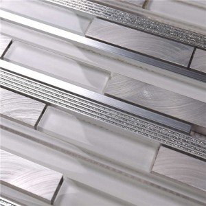 Płytki mozaikowe do ścian ze szkła Super White \u0026 Alu