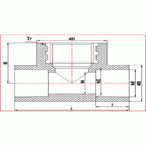 GWINTOWANY TEE MIEDZIANY UPVC