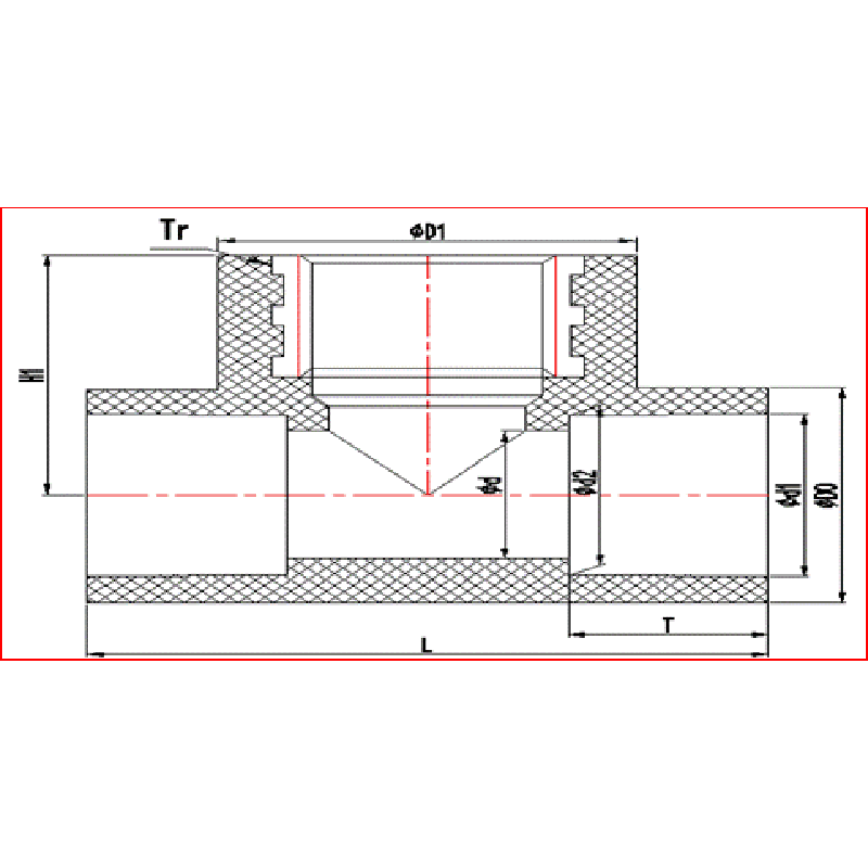 GWINTOWANY TEE MIEDZIANY UPVC