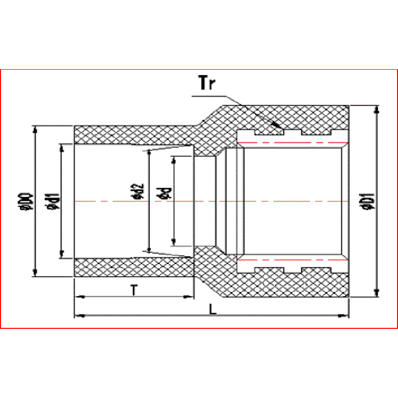 REDUKTOR GWINTOWANY MIEDZIANY UPVC