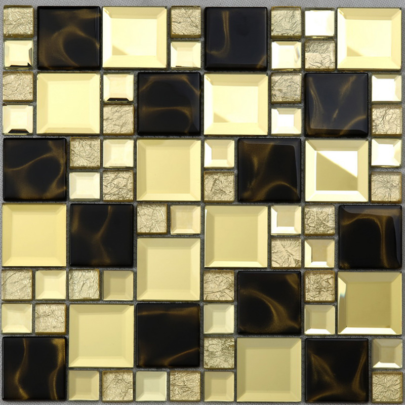 Materiał budowlany Dekoracja ścienna Błyszczące złoto Fasetowane lustro Mozaika Szklana płytka