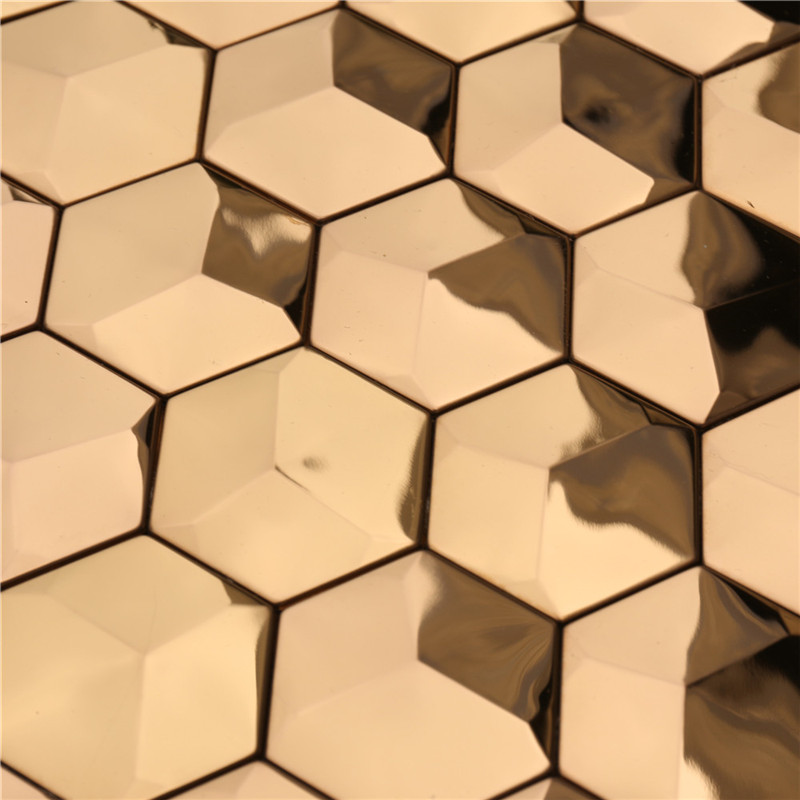 Luksusowe 3D Gold Hexagon Metal Wall Tiles Art Decor