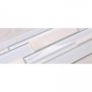 Cena fabryczna Białe szkło Mix marmuru kamień pasek mozaiki do kuchni Backsplash ściany