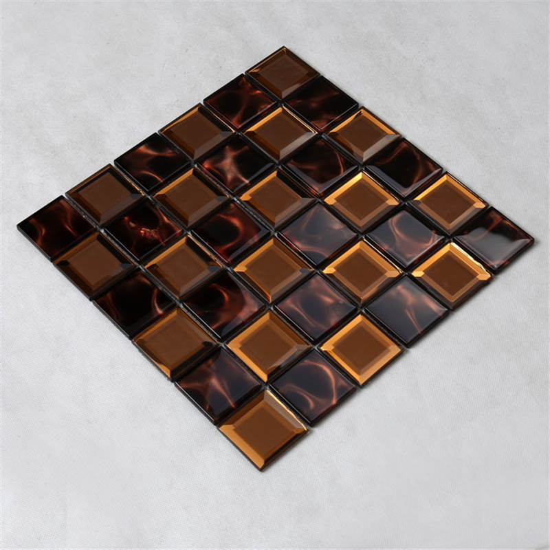 HXY37 New Design Square Verona Unikalna kryształowa mozaika ze skośnymi krawędziami Miedź Szkło Backsplash