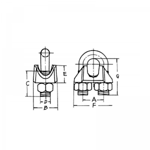 Ocynkowany klips do liny stalowej typu US