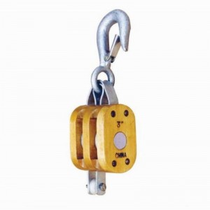 Zwykły drewniany blok-podwójny z hakiem