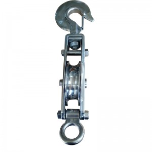 Bloczek ze stali nierdzewnej z pojedynczym hakiem