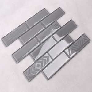 HSP53 Hot Sale Kuchnia Wzór łazienki Glass Brick Mosaic Subway Tile Gray