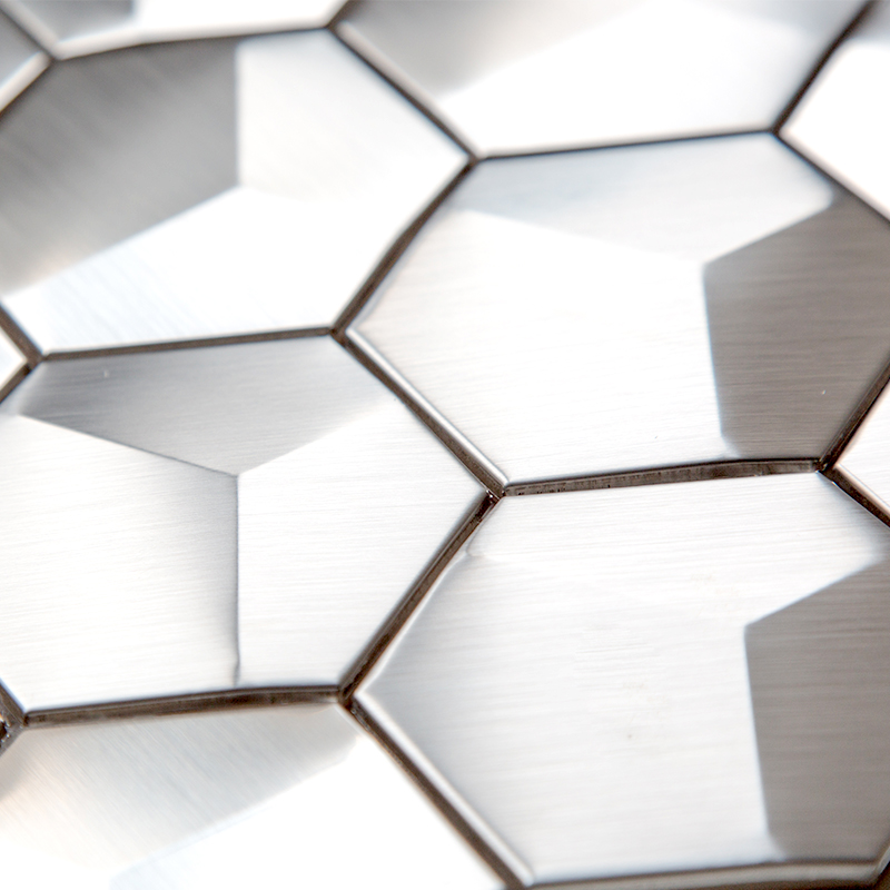 Sliver płytki ze stali nierdzewnej sześciokątne mozaiki metalowe matowe do backsplash kuchni