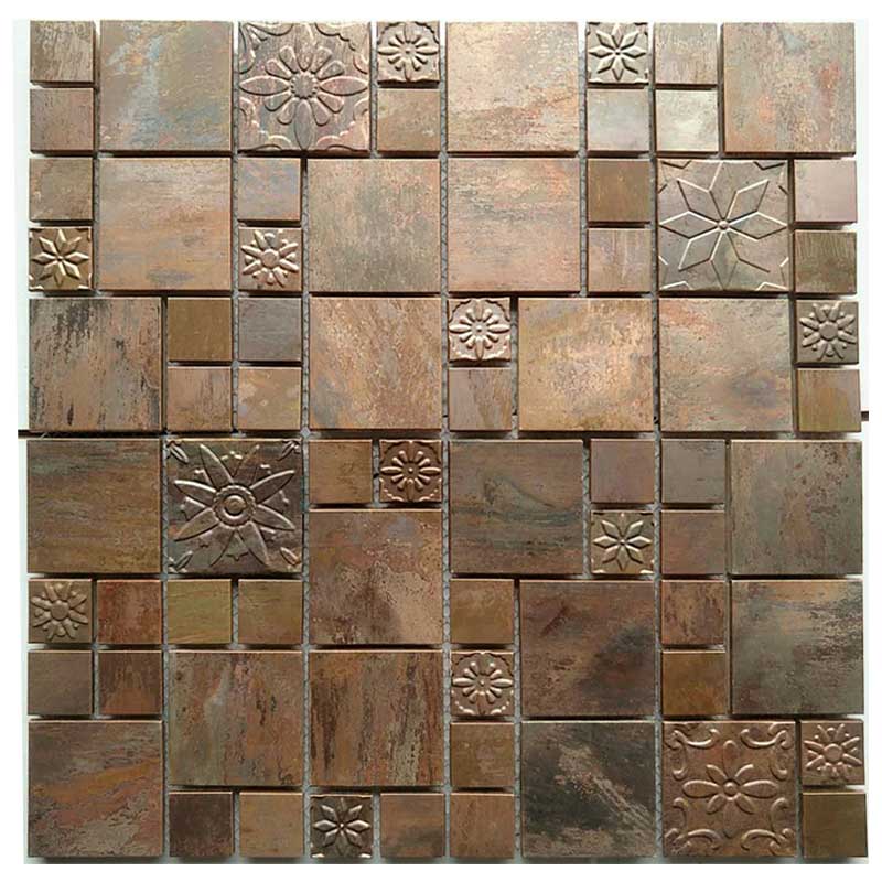Gorący sprzedawanie Kwadratowa metalowa ściana Miedziany mosiądz Backsplash, antyczna miedziana mozaika do łazienki w kuchni dekoracyjnej