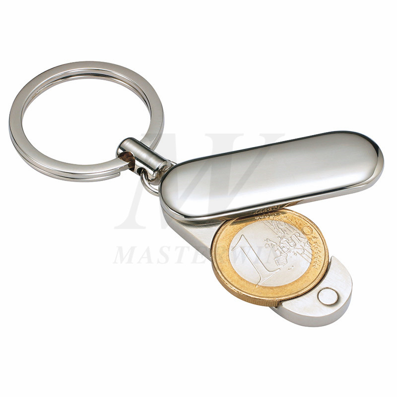 Metalowy brelok do kluczy z miejscem na monety euro (za 1 $ monety euro) _B62729