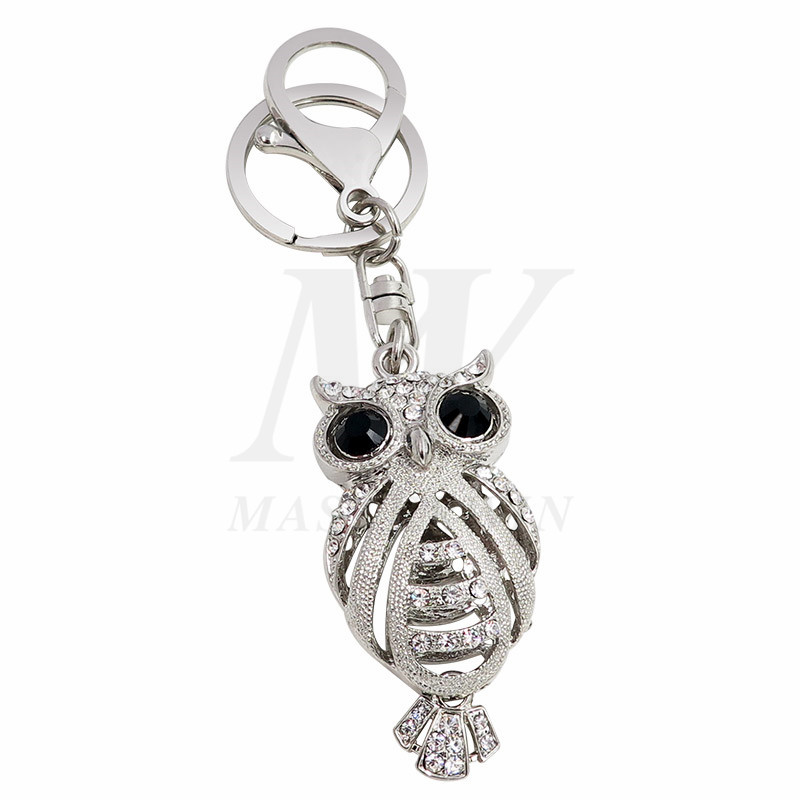 Brelok metalowy OWL z kryształkami_KC17-014