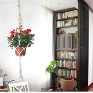 Ręcznie robiony bawełniany wieszak na rośliny na okrągłe i kwadratowe doniczki (doniczka nie wchodzi w skład zestawu)