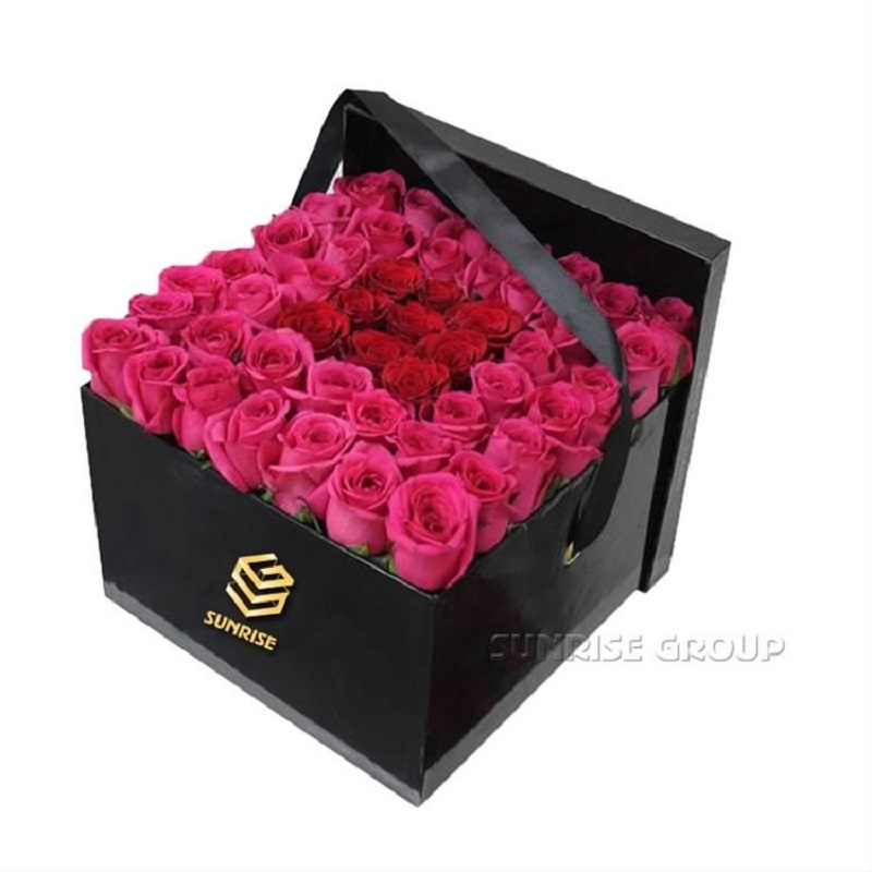 Cube Paper Printed Gold Foil Logo Flower Gift Box