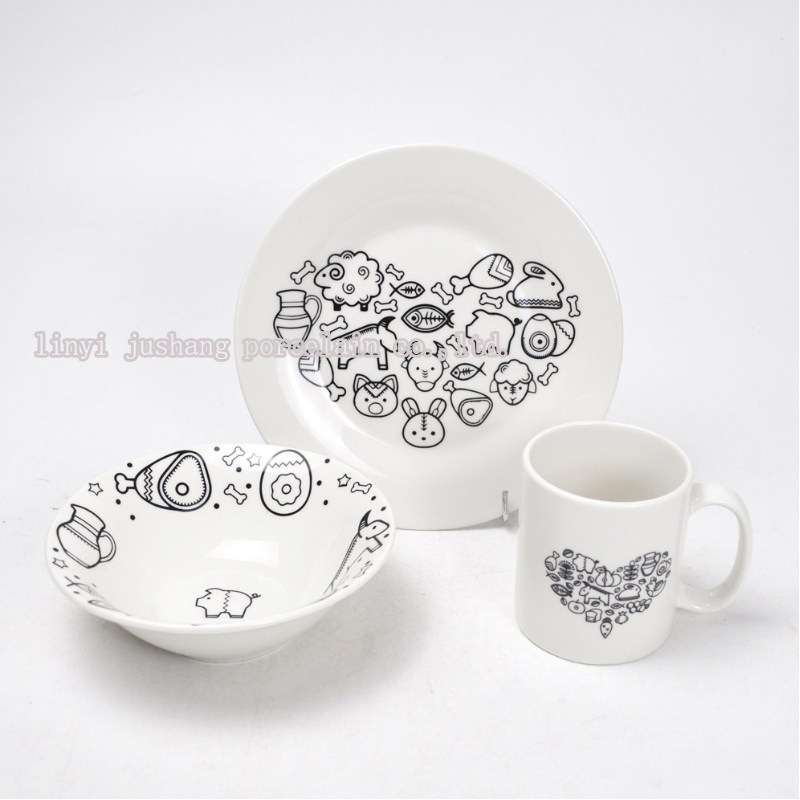 zastawa stołowa-12-częściowy porcelanowy zestaw obiadowy z wyciętą naklejką