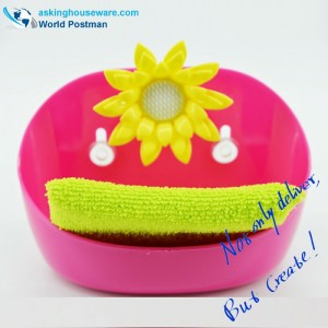 Akbrand Zestaw gąbek do czyszczenia kuchni i wiader do przechowywania z przyssawkami