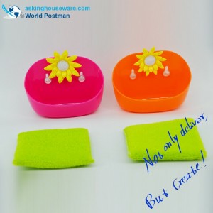 Akbrand Zestaw gąbek do czyszczenia kuchni i wiader do przechowywania z przyssawkami