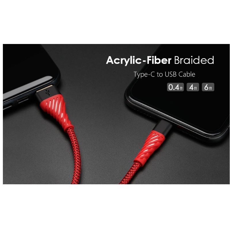 Kabel USB C 3.0, kabel USB typu C Szybkie ładowanie Kabel USB do telefonu komórkowego do Samsung Galaxy S8, S9 Plus, Note 8, LG v20, G6, G5, v30, Google Pixel 2 XL, Nexus 6-3 Pack czerwony