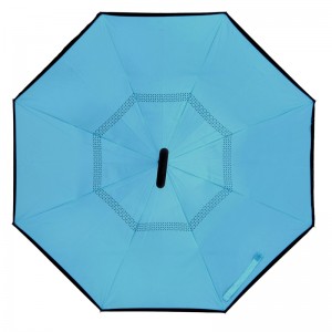 Niestandardowy drukowany dwuwarstwowy uchwyt C Parasol przeciwdeszczowy do góry nogami