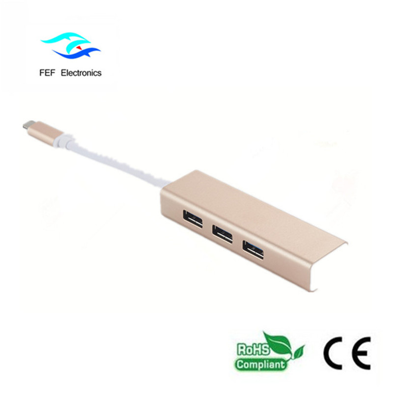 USB 3.1 Typ c do RG45 żeńskie Gigabit Ethernet + 3 * żeńskie złącze USB2.0 ABS Kod: FEF-USBIC-016