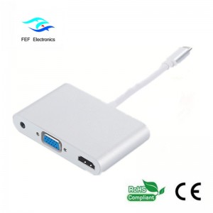 mini displayport / USB 3.1 typ c na HDMI + VGA żeńskie + audio Kod: FEF-DPIC-016