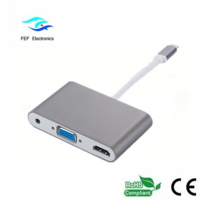 mini displayport / USB 3.1 typ c na HDMI + VGA żeńskie + audio Kod: FEF-DPIC-016