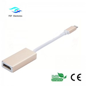 Konwerter USB TYPE-C na Displayport żeński Metalowa obudowa Kod: FEF-USBIC-004