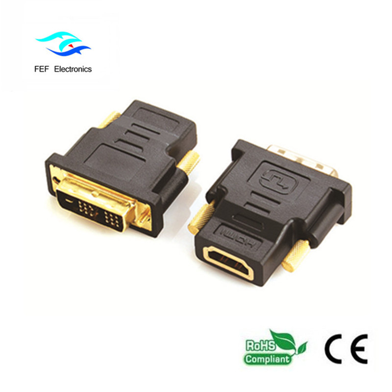 Męski adapter DVI (18 + 1) na HDMI żeński złocony / niklowany Kod: FEF-HD-002