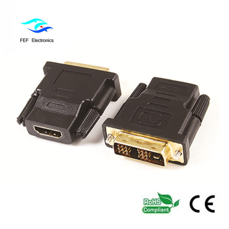 Adapter DVI (24 + 1) męski na żeński HDMI złocony / niklowany Kod: FEF-HD-003