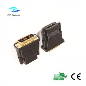 Adapter DVI (24 + 1) męski na żeński HDMI złocony / niklowany Kod: FEF-HD-003