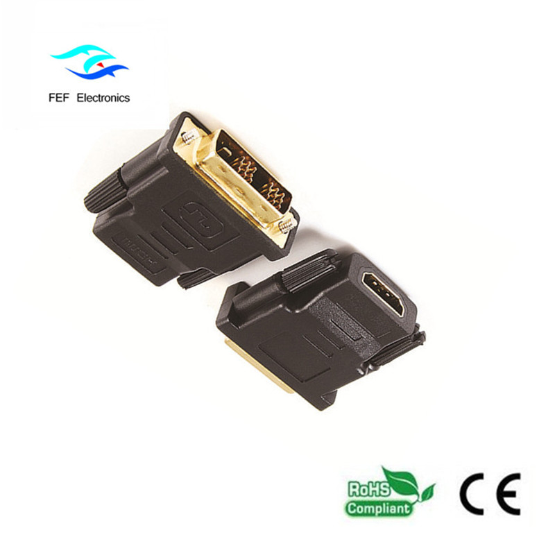 Adapter DVI (24 + 1) męski na żeński HDMI złocony / niklowany Kod: FEF-HD-003