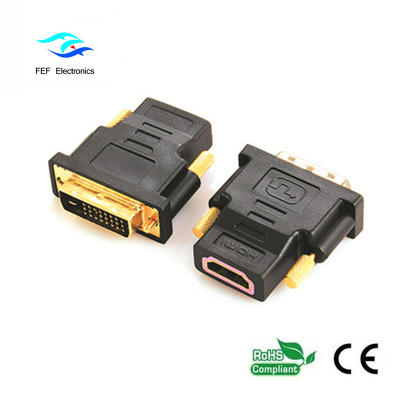 Adapter DVI (24 + 1) męski na żeński HDMI złocony / niklowany Kod: FEF-HD-004
