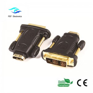 Adapter DVI (24 + 1) męski na żeński HDMI złoty / nikiel Kod: FEF-HD-005