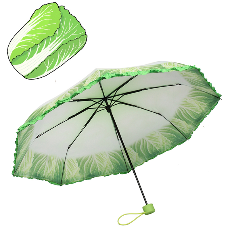 Cyfrowy parasol kapuściany parasol warzywny specjalny unikalny parasol przeciwdeszczowy 3-krotnie manualny parasol otwarty