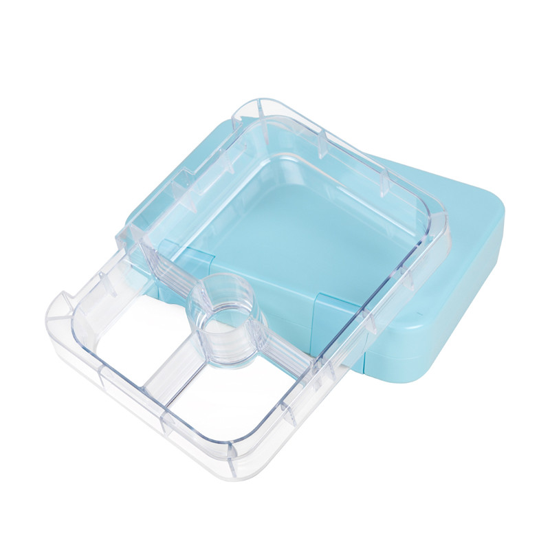 Szczelny pojemnik na lunch Bento dla dzieci i dorosłych, kolor niebieski, 4 przegródki