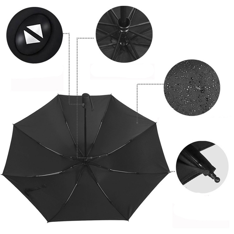 8-żebrowy parasol hydrofobowa powłoka cutom Wodoodporny składany parasol przeciwdeszczowy AOAC z 3 składaniami
