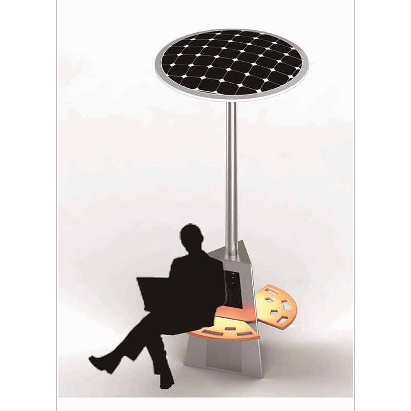 Inteligentna ławka zasilana energią słoneczną z oświetleniem LED i ładowarką USB do telefonów