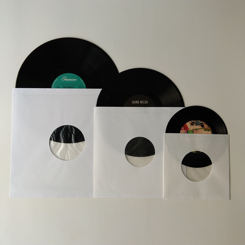 33RPM Wewnętrzne rękawy z białego papieru z polilinowanymi otworami na 12 płyt winylowych