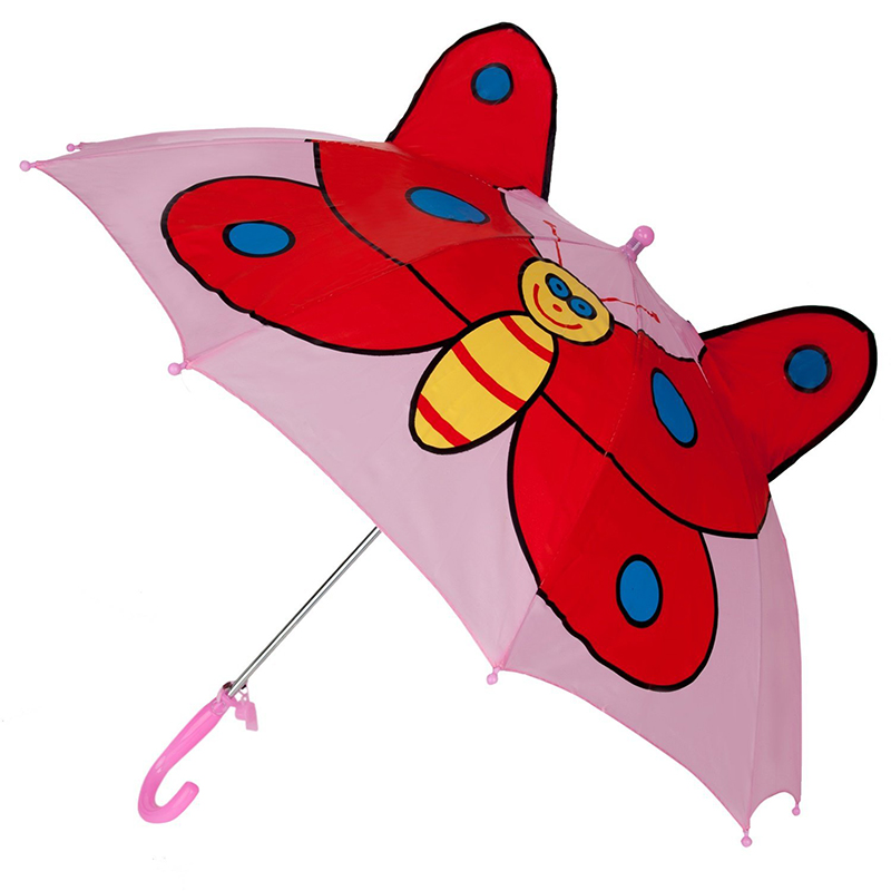 Najlepsza sprzedaż reklamy różowy motyl zdjęcia zwierząt dzieci niestandardowe auto otwarty prosty parasol